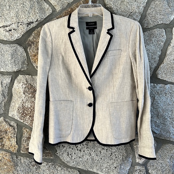 J. Crew Schoolboy Tipped Linen Blazer - Picture 2 of 7